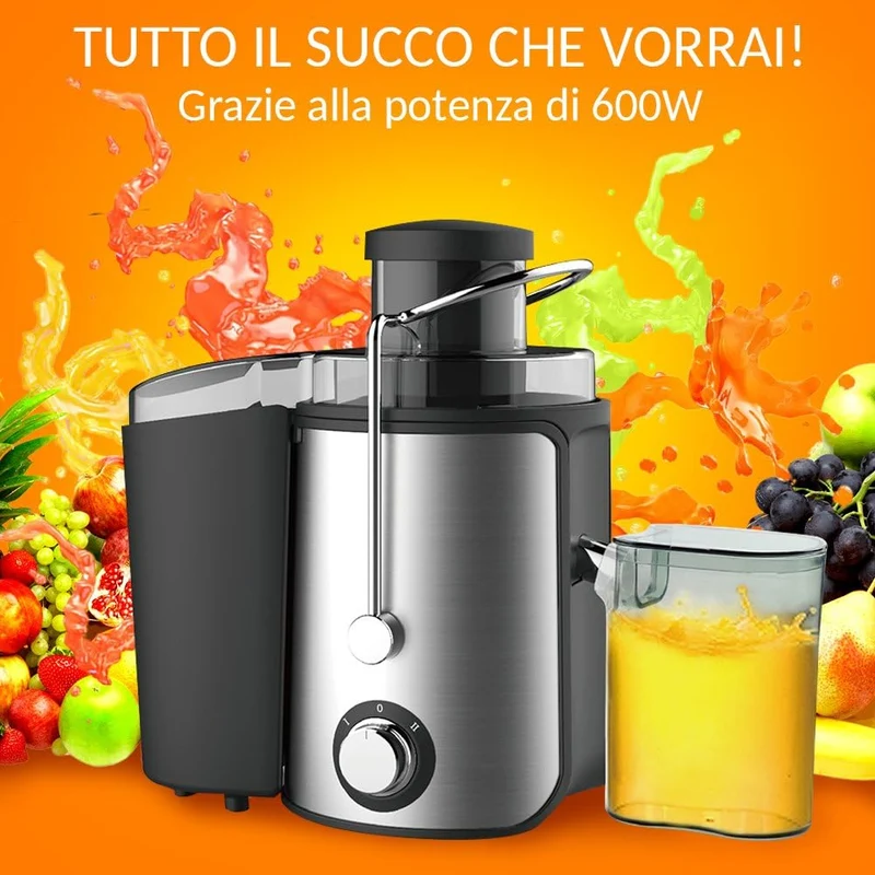 Centrifuga Elettrica Estrattore Succo Frutta e Verdura 600W Filtro in Acciaio