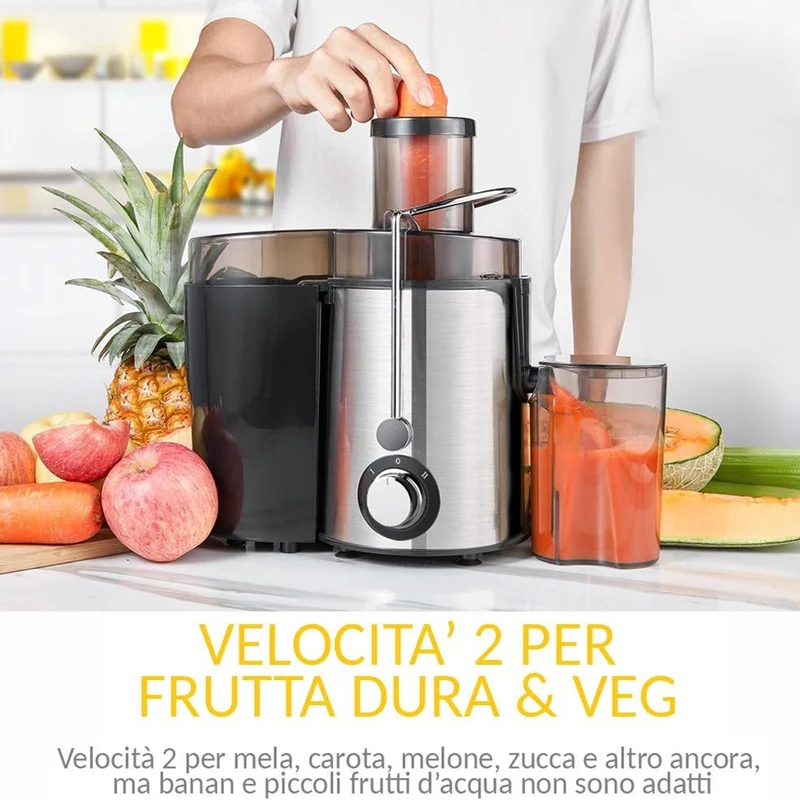 Centrifuga Elettrica Estrattore Succo Frutta e Verdura 600W Filtro in Acciaio