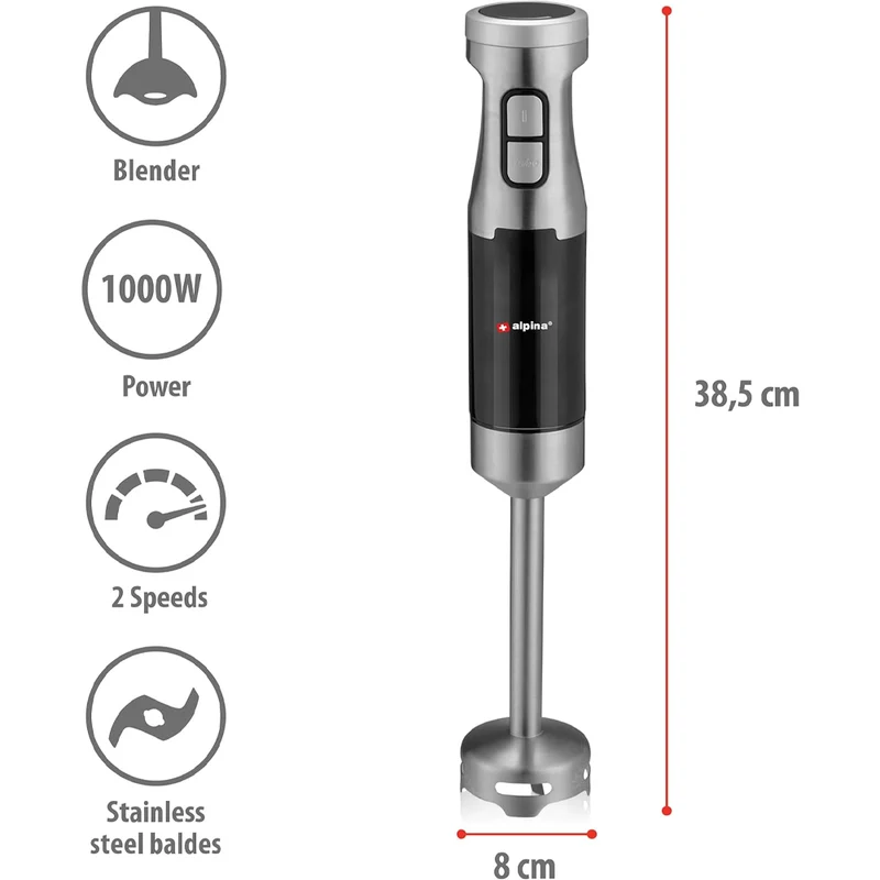Frullatore Immersione Elettrico Mixer e Misurino 700ml 2 Velocità Potenza 1000W