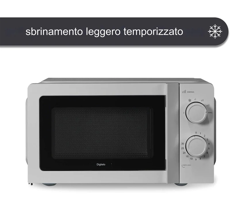 KUMTEL Microonde Grigio 20 L 700 W 6 Livelli di Potenza Funzione Scongelamento