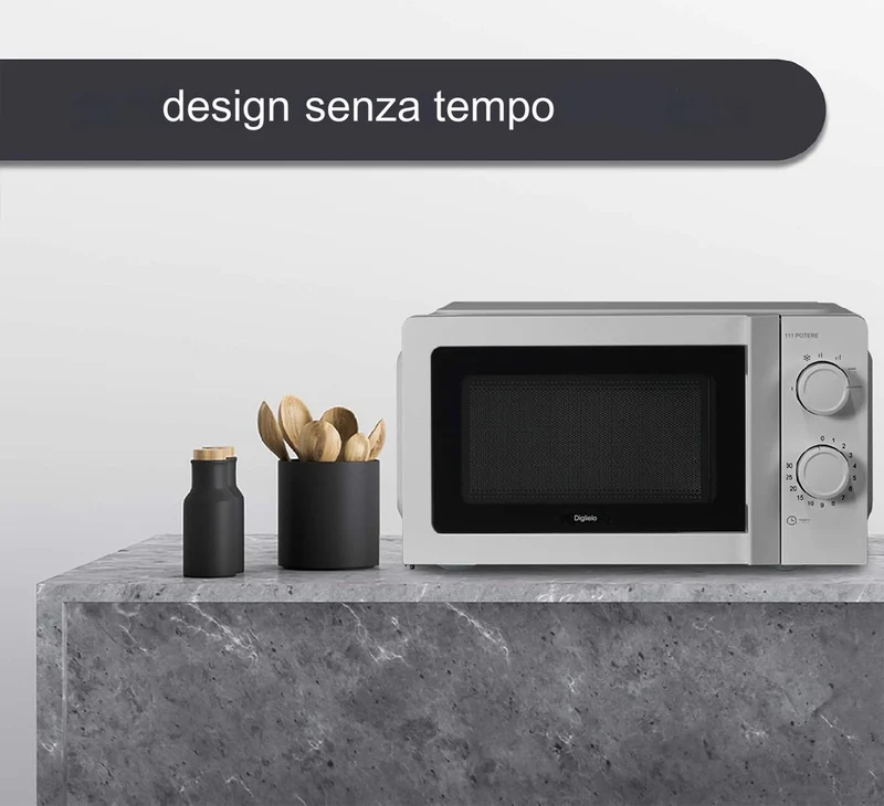 KUMTEL Microonde Grigio 20 L 700 W 6 Livelli di Potenza Funzione Scongelamento