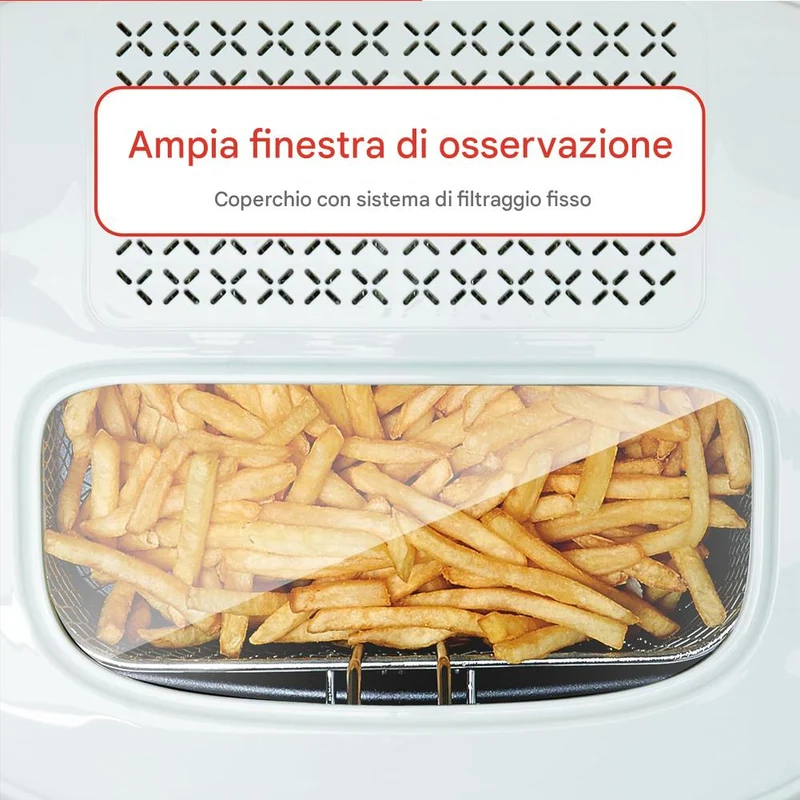 Friggitrice 2.5 Litri con Termostato Regolabile 1800W con Maniglia Pieghevole
