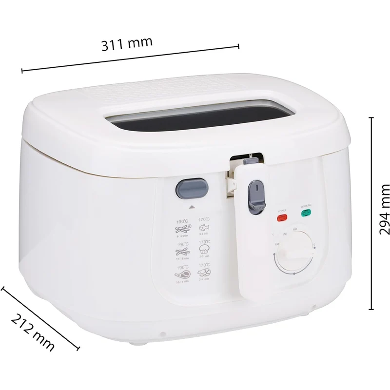 Friggitrice 2.5 Litri con Termostato Regolabile 1800W con Maniglia Pieghevole