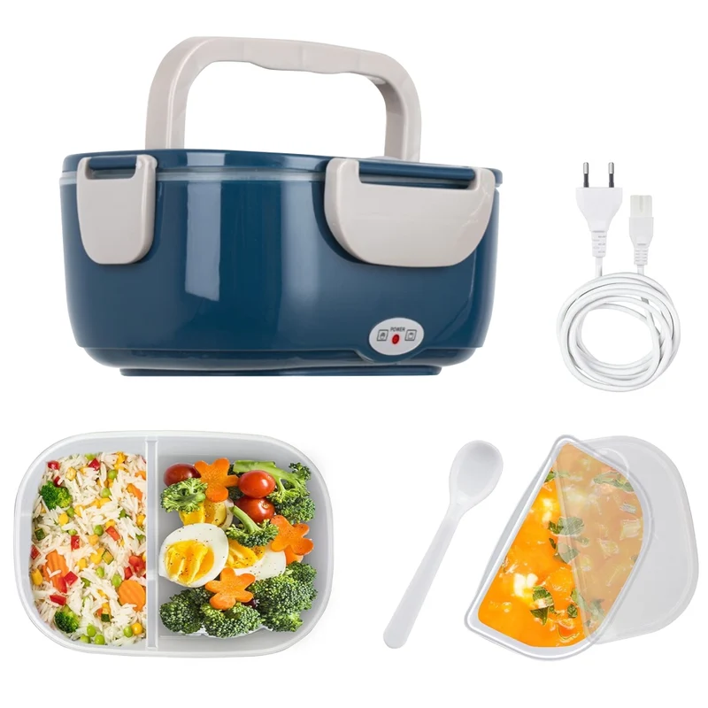 Scaldavivande Porta Pranzo Termico Elettrico Ricaricabile Portatile Blu