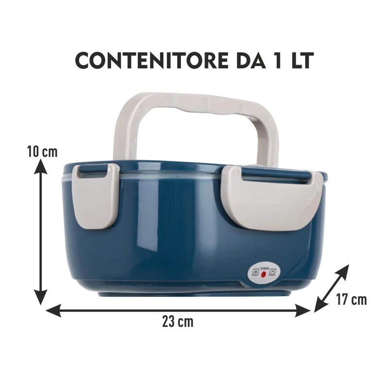Scaldavivande Porta Pranzo Termico Elettrico Ricaricabile Portatile Blu