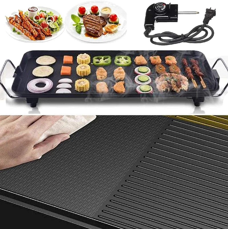 Griglia Bistecchiera elettrica 1500W Piastra riscaldante Antiaderente da tavola