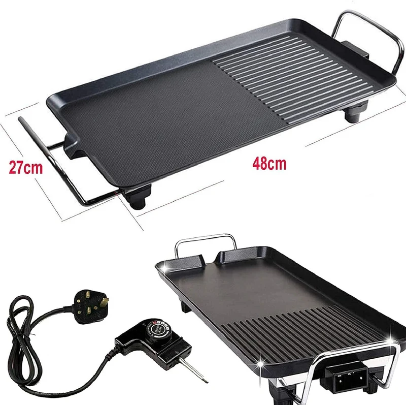 Griglia Bistecchiera elettrica 1500W Piastra riscaldante Antiaderente da tavola