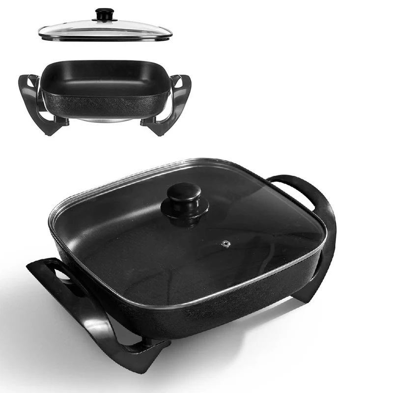 Padella Piastra Elettrica 1500W Antiaderente 30x30cm Pizza Paella Grill