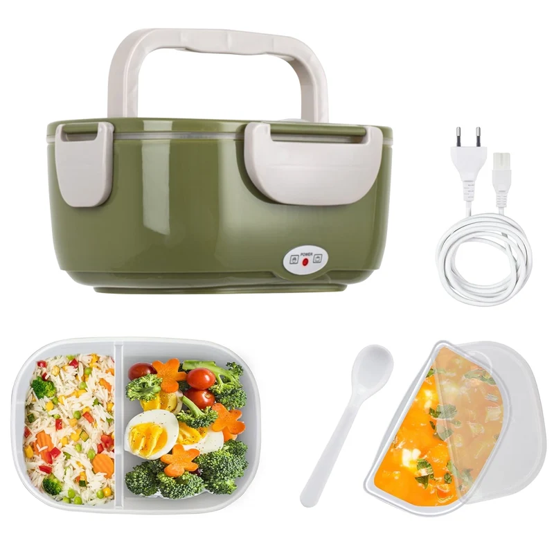 Scaldavivande Porta Pranzo Termico Elettrico Ricaricabile Portatile Verde