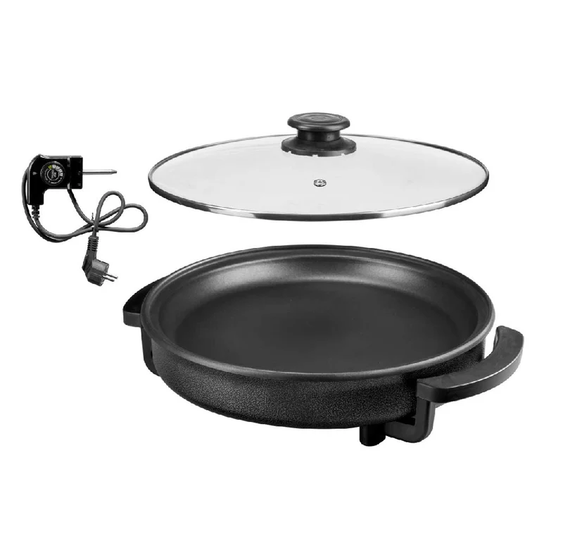 Padella Piastra Elettrica 1500W Antiaderente 36cm Termostato Pizza Paella Grill