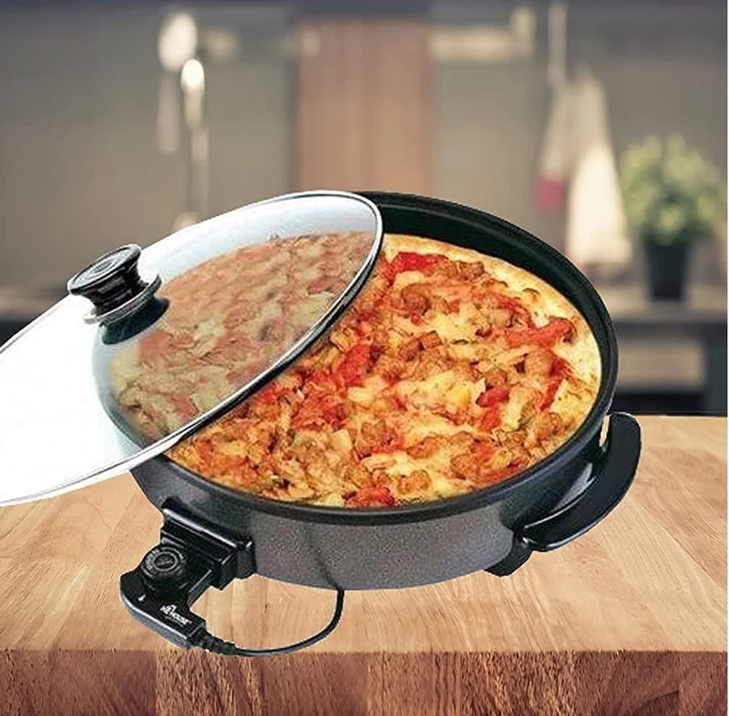 Padella Piastra Elettrica 1500W Antiaderente 36cm Termostato Pizza Paella Grill