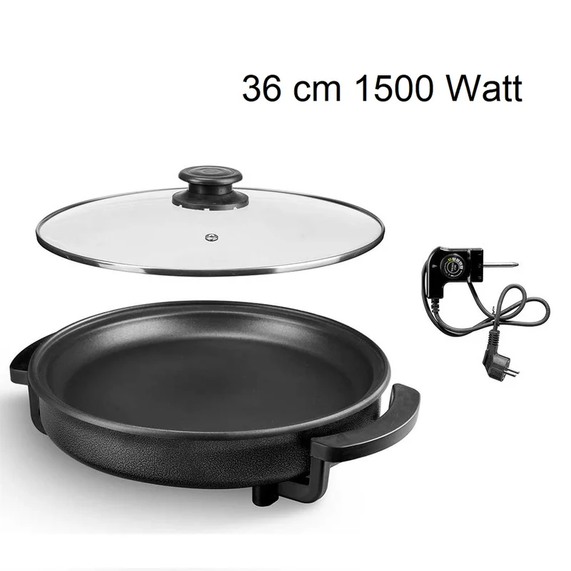 Padella Piastra Elettrica 1500W Antiaderente 36cm Termostato Pizza Paella Grill
