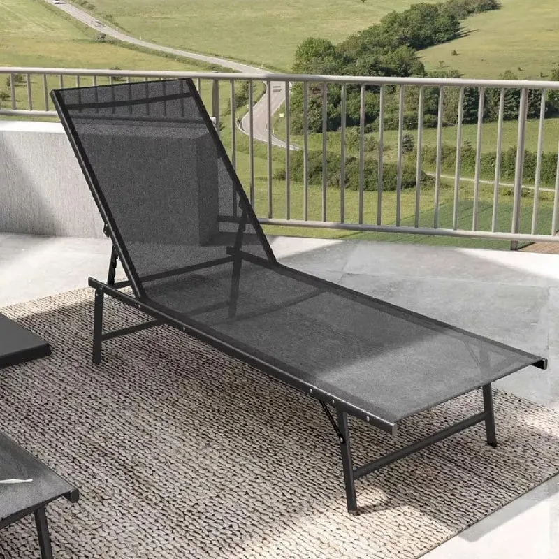 Lettino Sdraio Nero Design Reclinabile Supporto Resistente Tessuto Traspirante