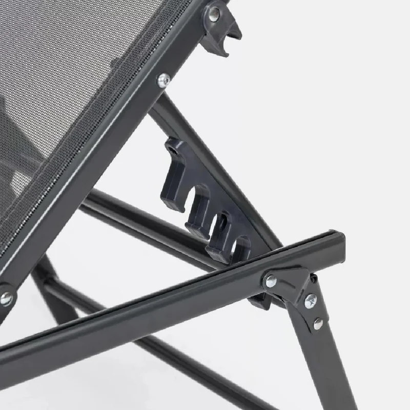 Lettino Sdraio Nero Design Reclinabile Supporto Resistente Tessuto Traspirante