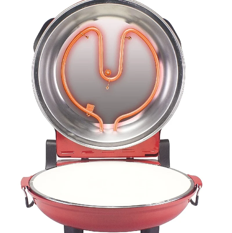 Forno Pizza Fatta in Casa Pietra Refrattaria 1200W Timer Accessori in Legno