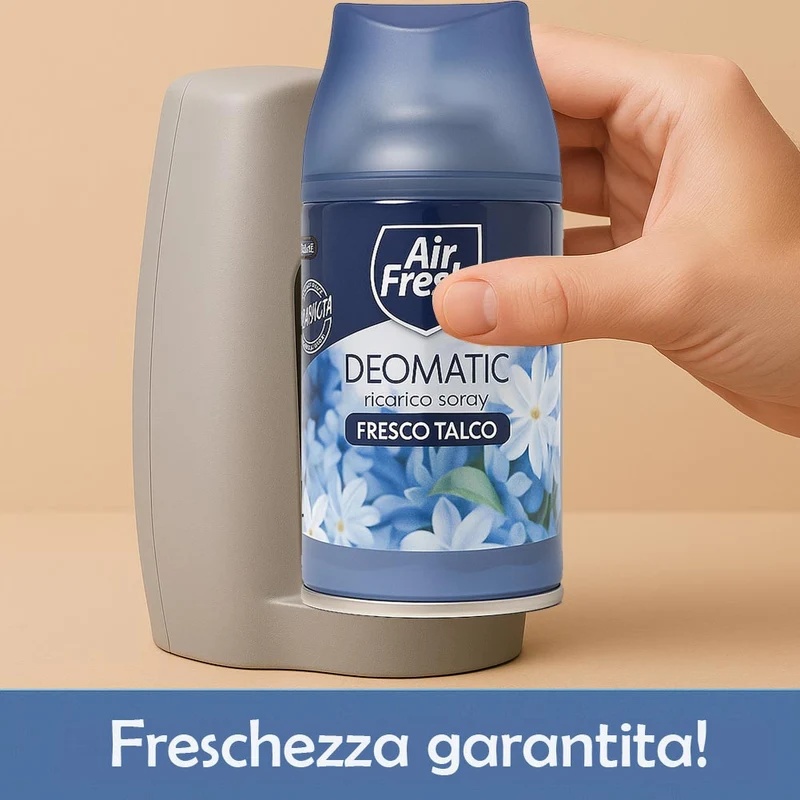 AIR FRESH Deomatic Set 6 x 250 ml Ricarica Spray Profumatore per Ambiente Talco