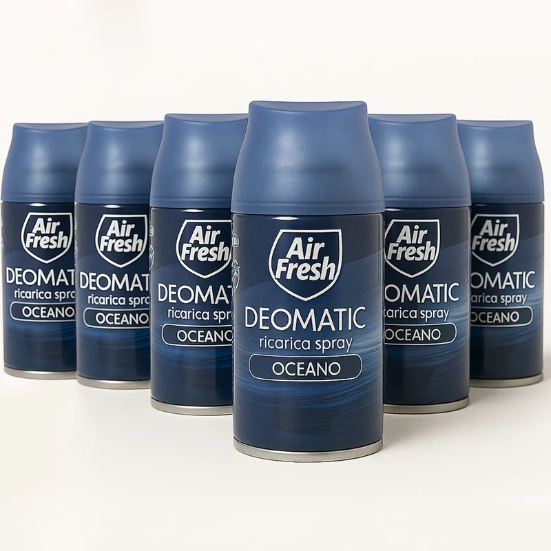 AIR FRESH Deomatic Set 6 x 250 ml Ricarica Spray Profumatore per Ambiente Oceano
