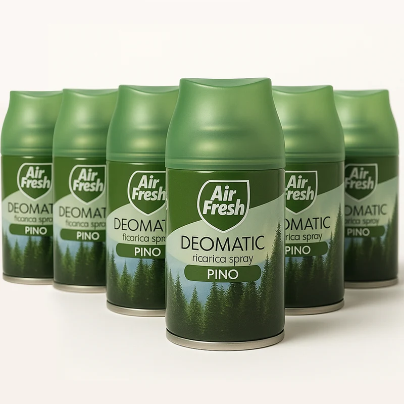 AIR FRESH Deomatic Set 6 x 250 ml Ricarica Spray Profumatore per Ambiente Pino