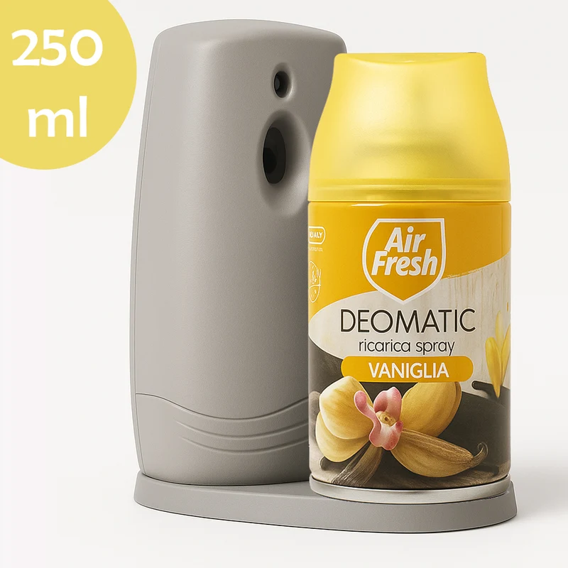 AIR FRESH Deomatic Set 6x250 ml Ricarica Spray Profumatore per Ambiente Vaniglia