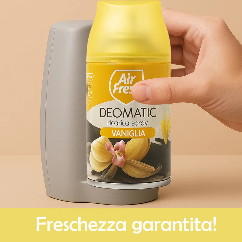 AIR FRESH Deomatic Set 6x250 ml Ricarica Spray Profumatore per Ambiente Vaniglia