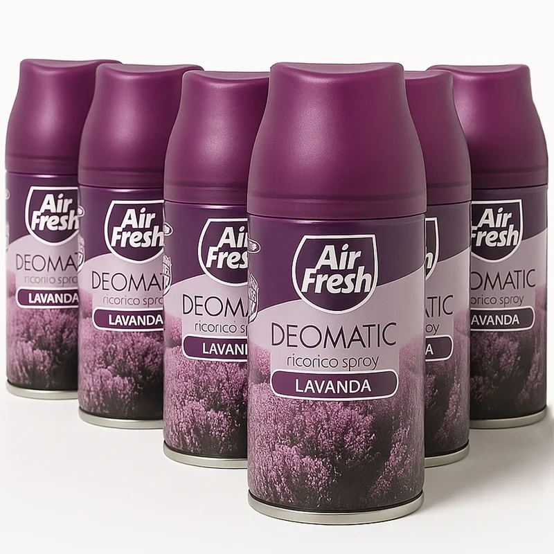 AIR FRESH Deomatic Set 6 x 250 ml Ricarica Spray Profumatore per Ambiente Lavanda