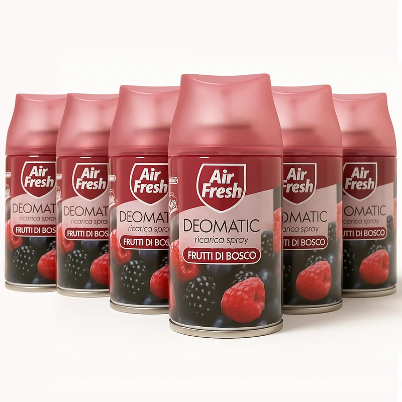 AIR FRESH Deomatic 6 x 250 ml Ricarica Spray Profumatore Ambiente Fiori di Bosco