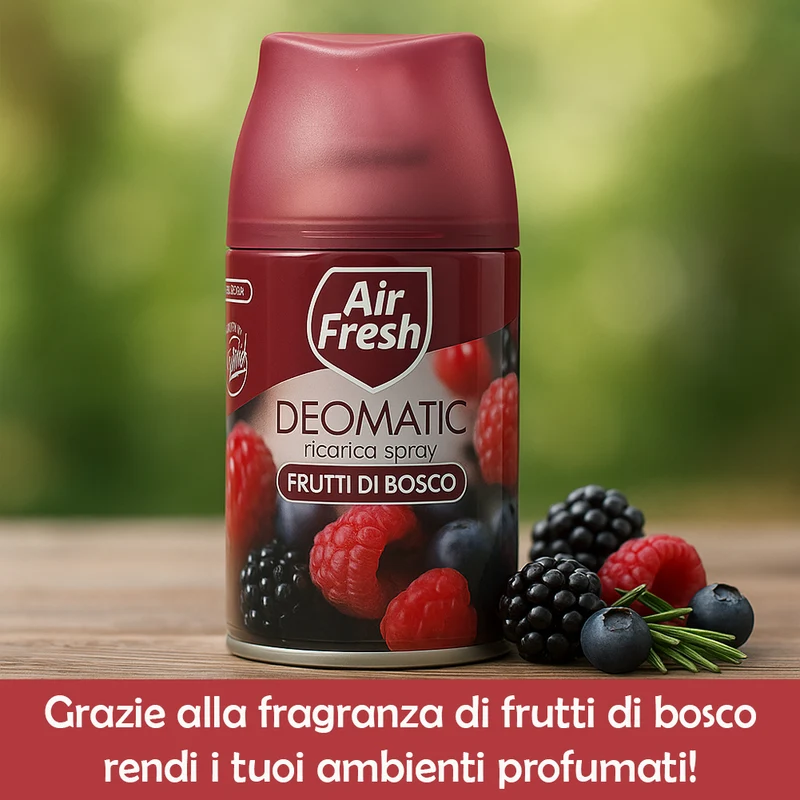 AIR FRESH Deomatic 6 x 250 ml Ricarica Spray Profumatore Ambiente Fiori di Bosco
