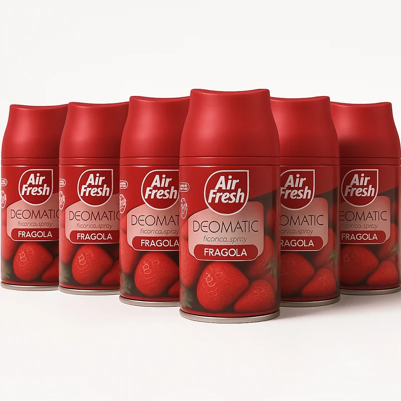 AIR FRESH Deomatic Set 6 x 250 ml Ricarica Spray Profumatore per Ambiente Fragola