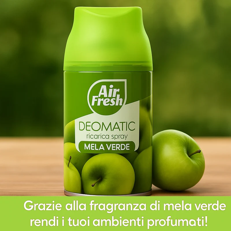 AIR FRESH Deomatic Set 6 x 250 ml Ricarica Spray Profumatore Ambiente Mela Verde