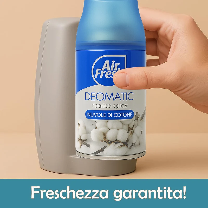 AIR FRESH Deomatic Set 6x250ml Ricarica Spray Profumatore Ambiente Nuvola Cotone