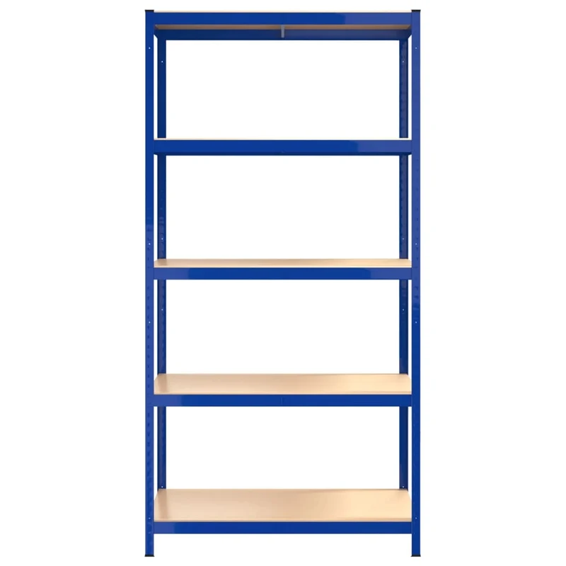 Mensole a 5 Ripiani 2pz Blu in Acciaio e Legno Multistrato