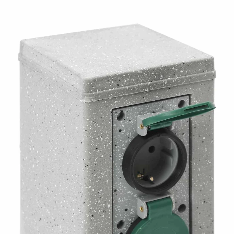 Presa Esterno Picchetto 4 Vie 16x16x29,5cm Design Effetto Pietra Grigio 3680 W