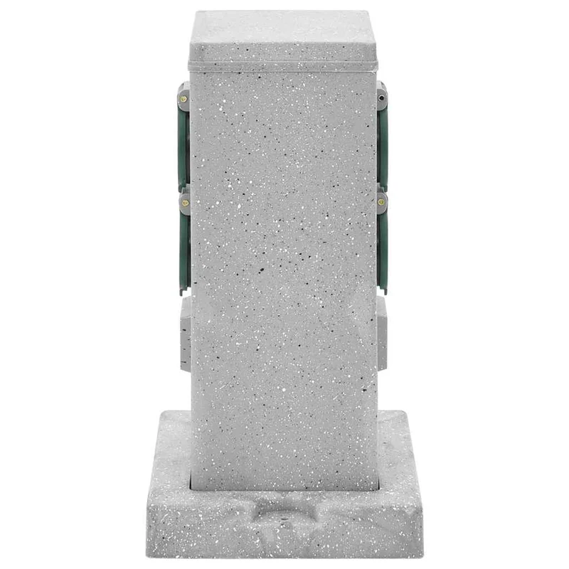 Presa Esterno Picchetto 4 Vie 16x16x29,5cm Design Effetto Pietra Grigio 3680 W