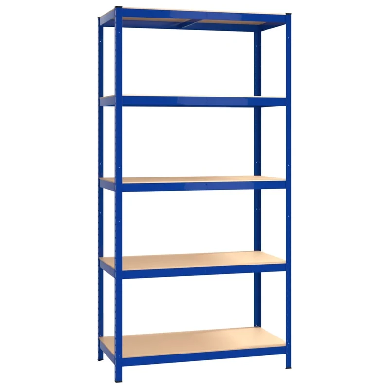 Scaffali a 5 Ripiani Set 3 pz Libreria Blu in Acciaio e Legno Multistrato