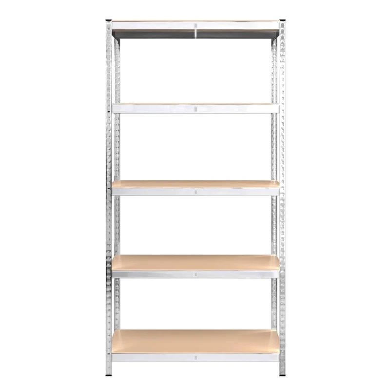 Scaffali 5 Ripiani Libreria Set 3 pz Argento in Acciaio e Legno Multistrato