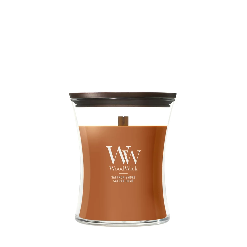Candela Clessidra Media Saffron Smoke 275g Marrone WoodWick