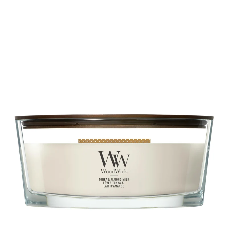 Candela Tonka & Almond Milk Ellipse 453g Neutri WoodWick