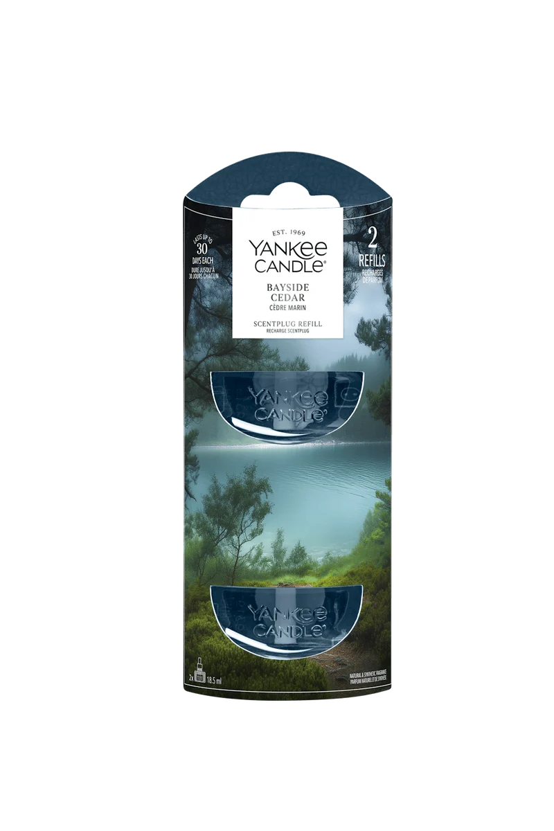 Ricarica Diffusore Elettrico Bayside Cedar 2 ricariche Blu Yankee Candle