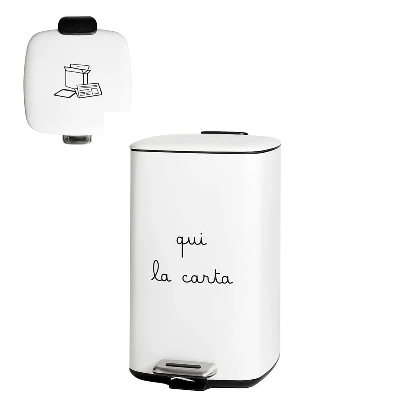 Simple Day - Pattumiera 20L bianca con scritta