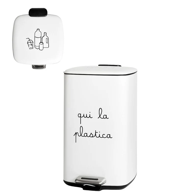 Simple Day - Pattumiera 20L bianca con scritta