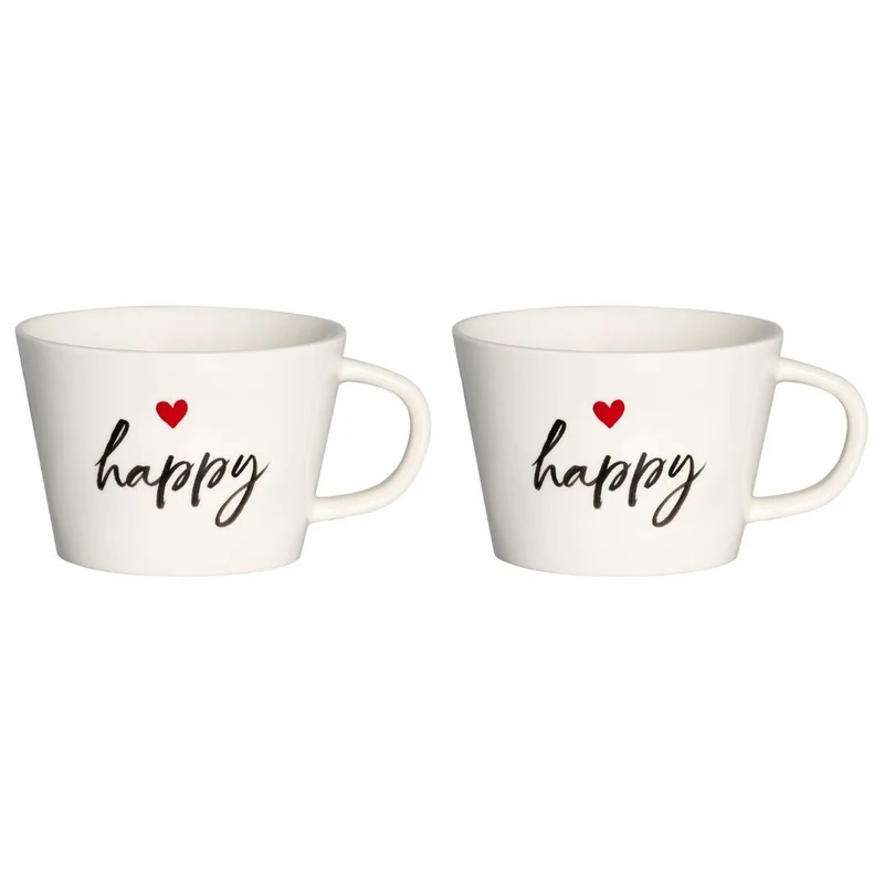 Simple Day - Set di due tazze da colazione con scritte