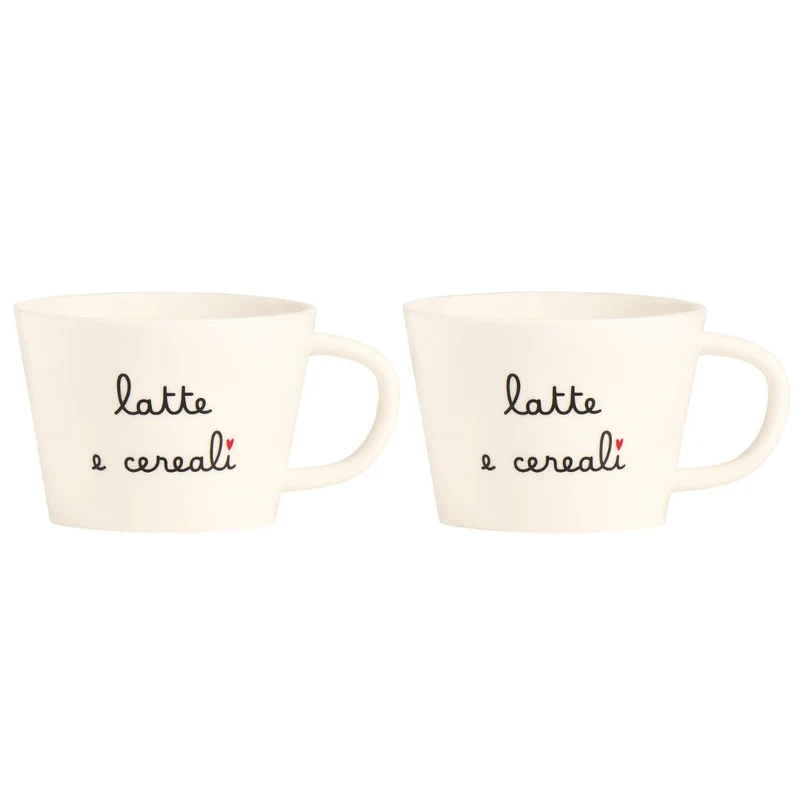 Simple Day - Set di due tazze da colazione con scritte
