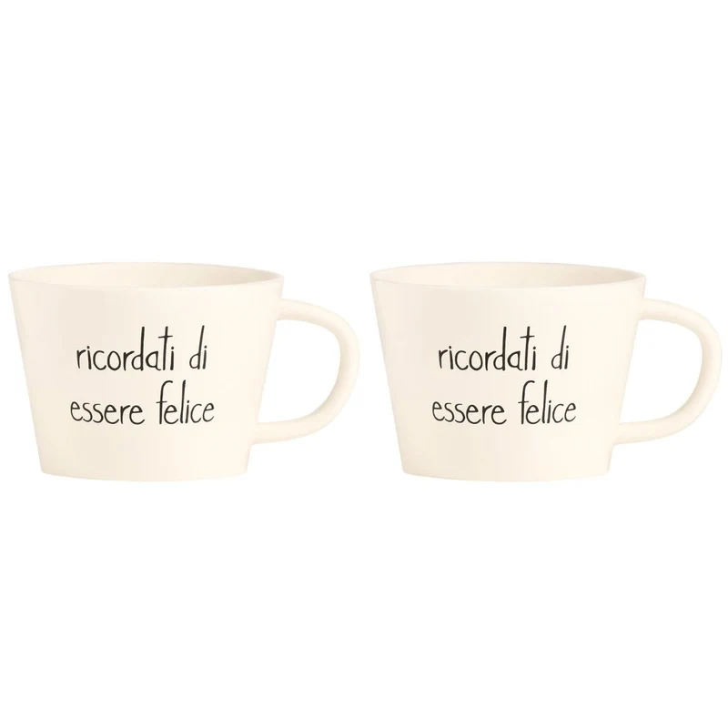 Simple Day - Set di due tazze da colazione con scritte