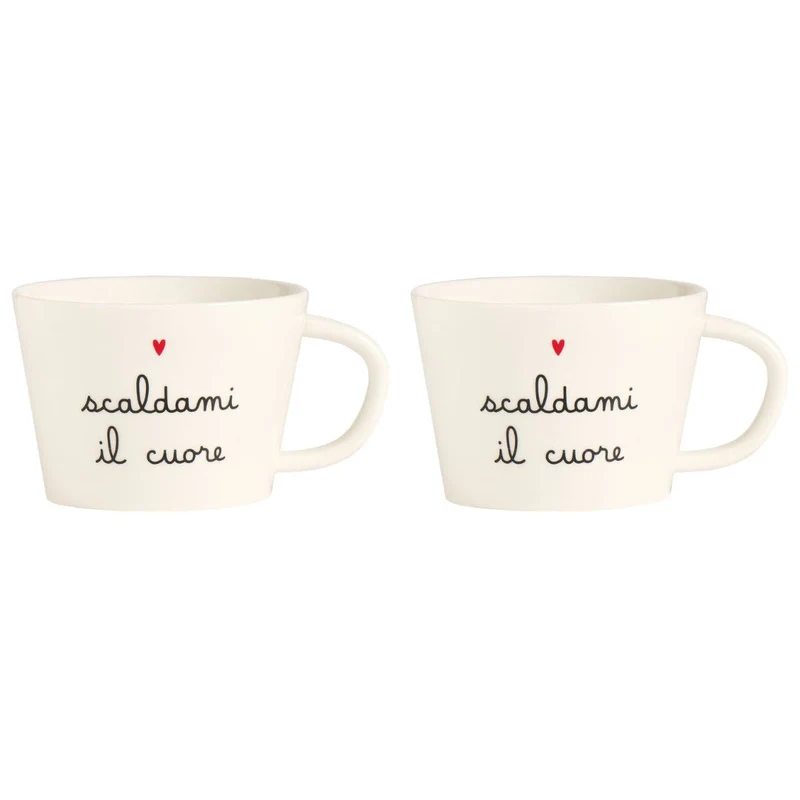 Simple Day - Set di due tazze da colazione con scritte