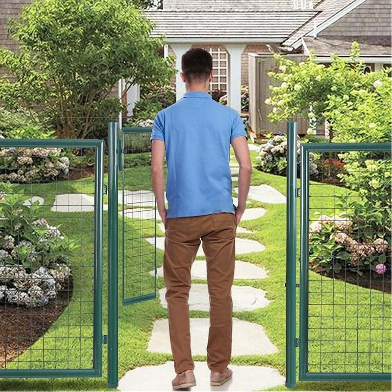 Cancello Pedonale Cancelletto Recinzione Giardino Acciaio 100x150cm con Chiave