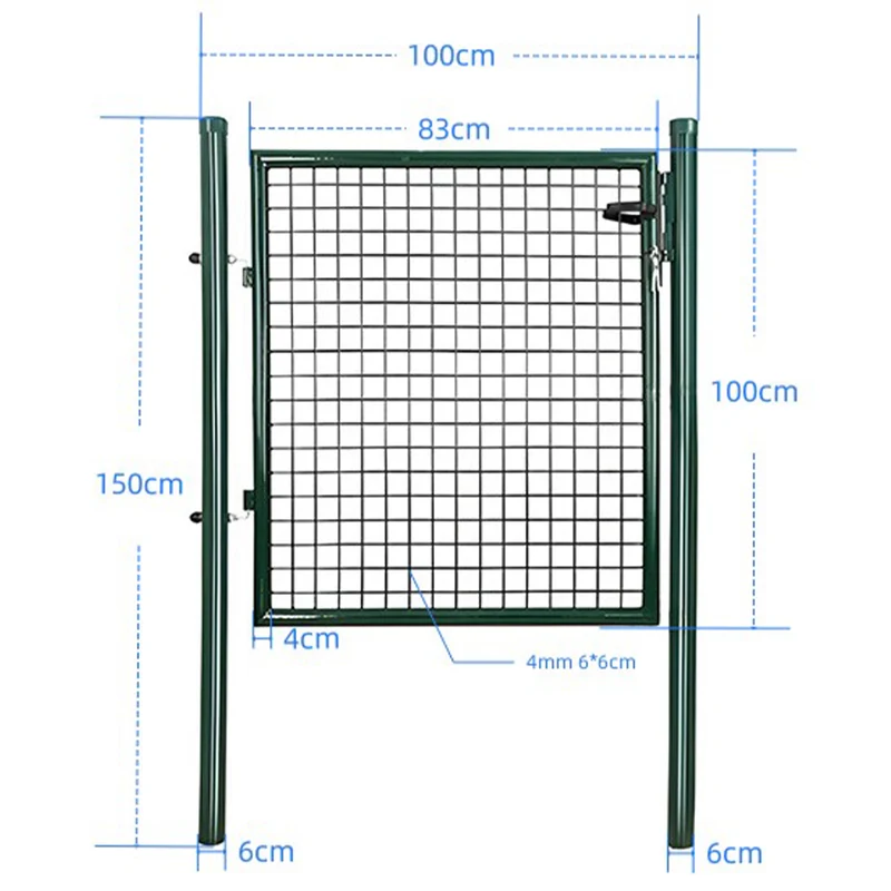 Cancello Pedonale Cancelletto Recinzione Giardino Acciaio 100x150cm con Chiave