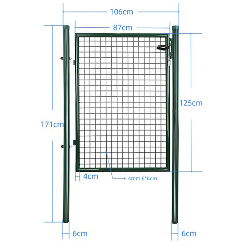 Cancello Pedonale Cancelletto Recinzione Giardino Acciaio 106x171 con Chiave