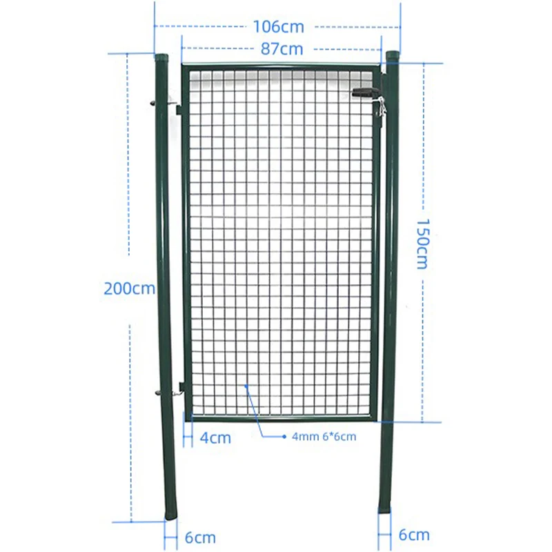 Cancello Pedonale Cancelletto Recinzione Giardino Acciaio 106x200 con Chiave