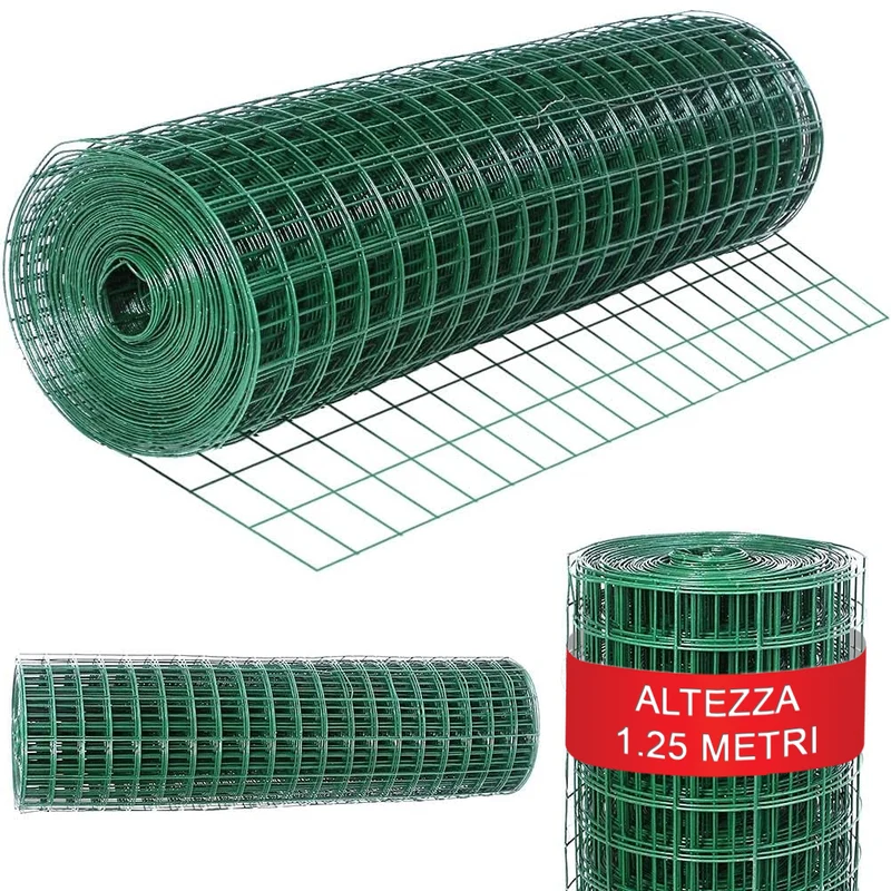 Rete Metallica Elettrosaldata 1,25 x 25 mt Maglia 50x75mm Zincata per Recinzione