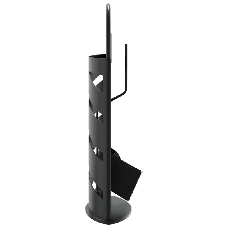 Set Attrezzi per Camino Caminetto Kit 5 pz 23x15x66 cm in Acciaio Colore Nero